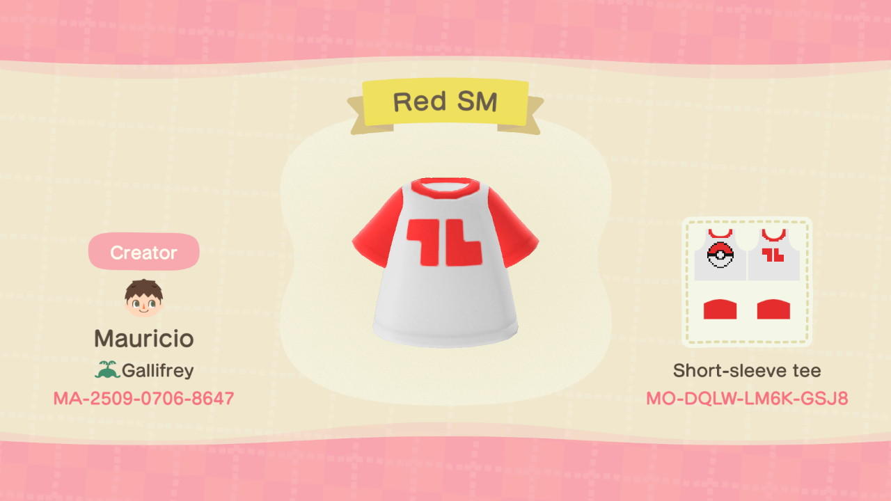 Animal Crossing Design Code: MO-DQLW-LM6K-GSJ8 Red SM