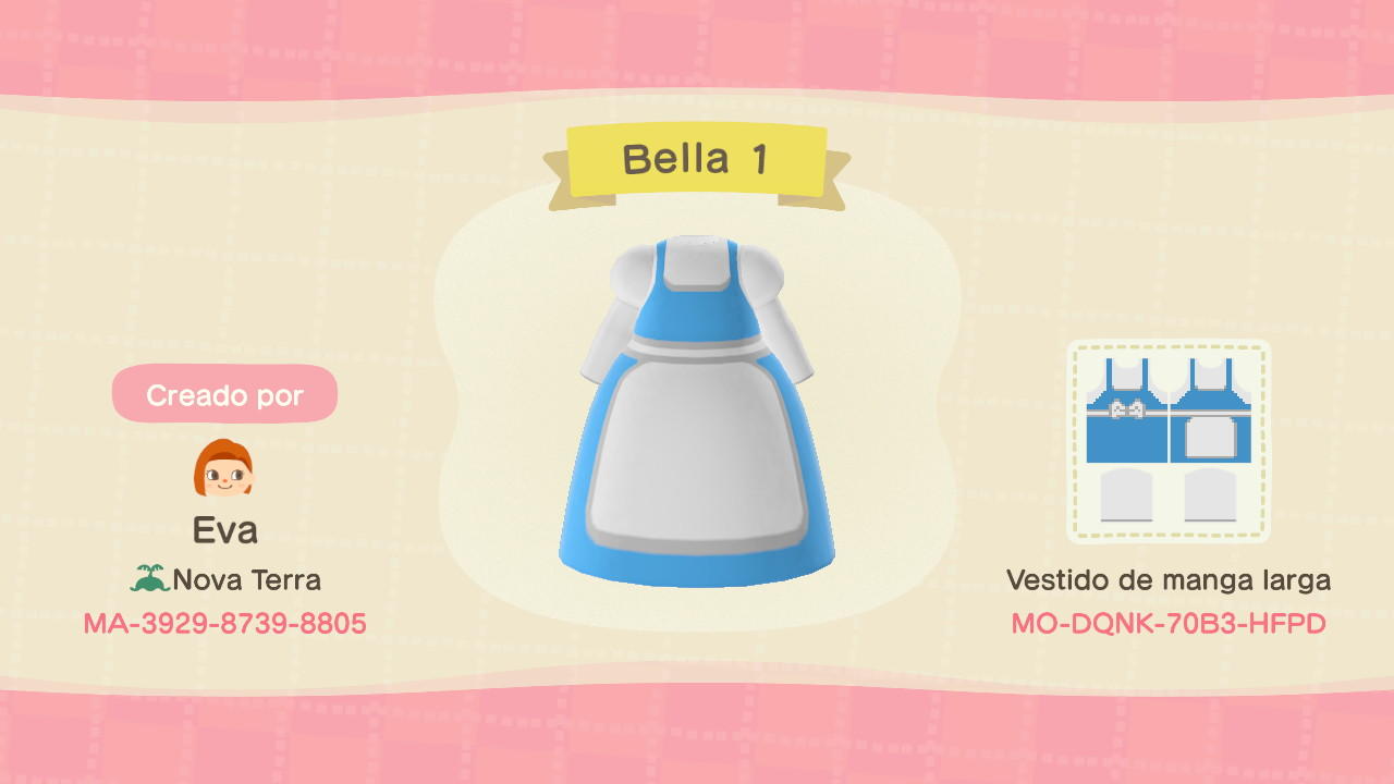 Animal Crossing Design Code: MO-DQNK-70B3-HFPD Bella 1