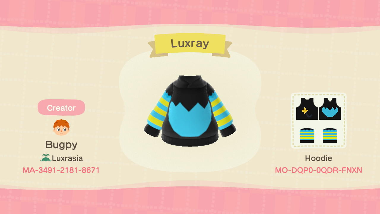 Animal Crossing Design Code: MO-DQP0-0QDR-FNXN Luxray