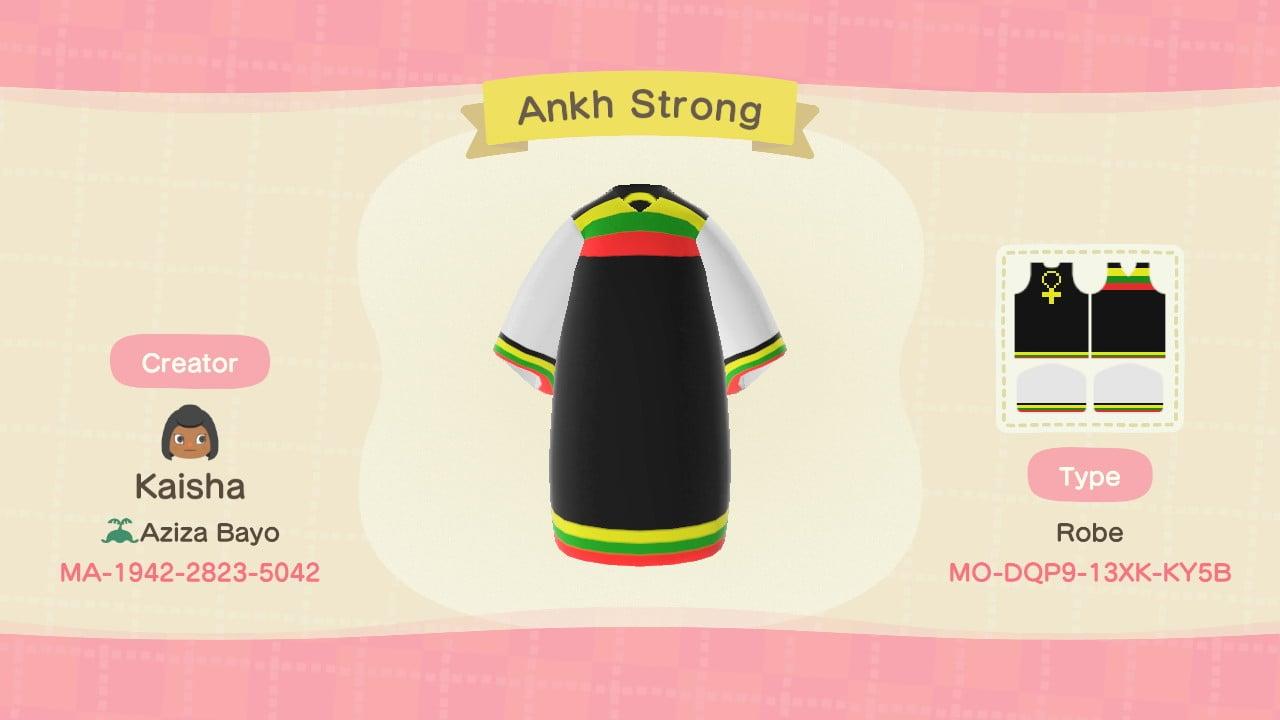 Animal Crossing Design Code: MO-DQP9-13XK-KY5B Ankh Strong Dress
