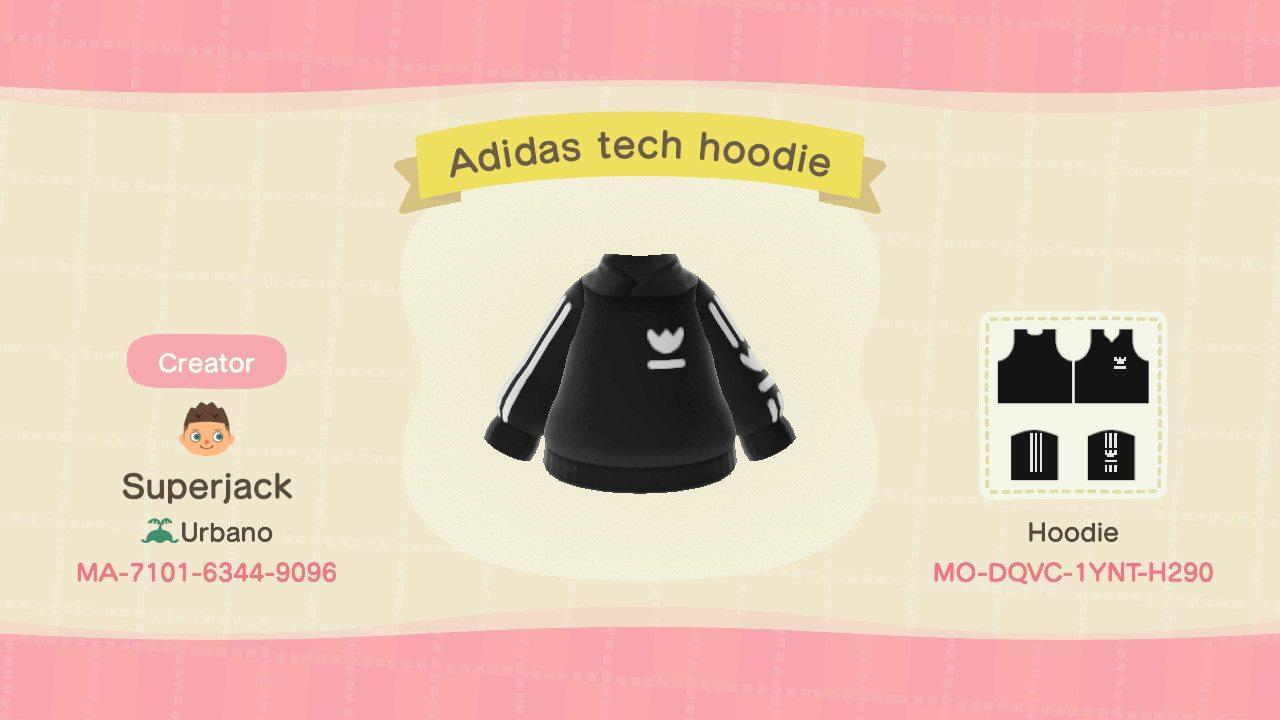 Animal Crossing Design Code: MO-DQVC-1YNT-H290 Adidas Tech Hoodie