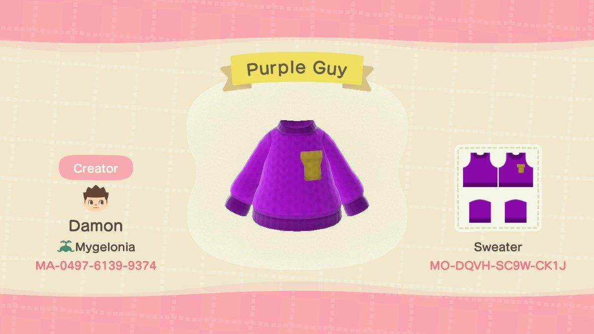 Animal Crossing Design Code: MO-DQVH-SC9W-CK1J Purple Guy
