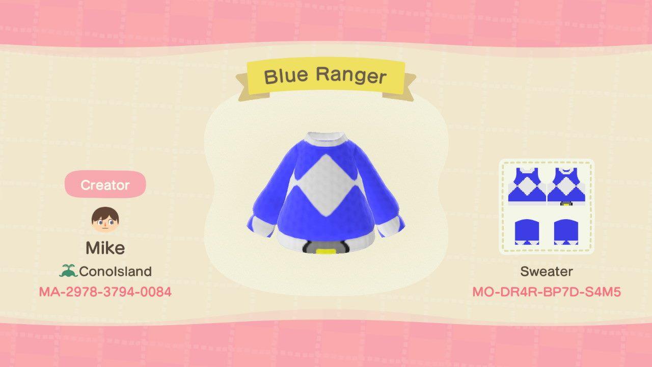 Animal Crossing Design Code: MO-DR4R-BP7D-S4M5 Blue Power Ranger