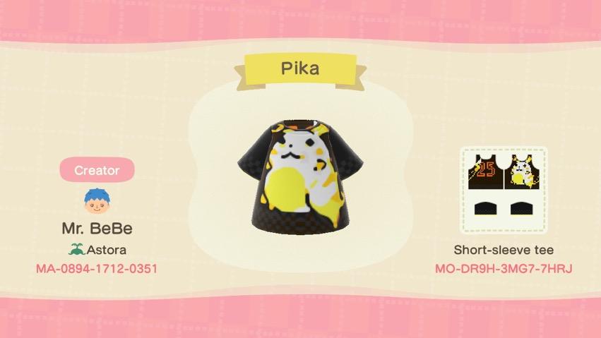 Animal Crossing Design Code: MO-DR9H-3MG7-7HRJ Fat Pikachu Shirt
