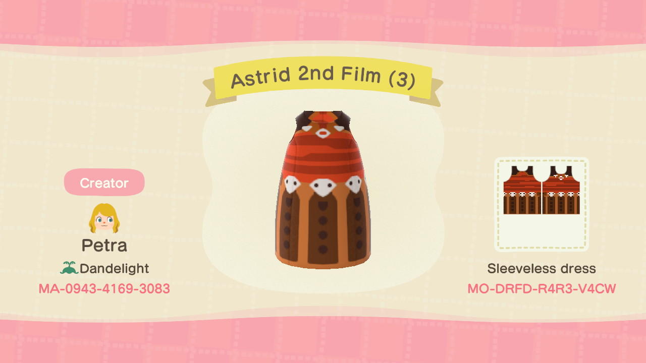 Animal Crossing Design Code: MO-DRFD-R4R3-V4CW Astrid 2nd Film (3)
