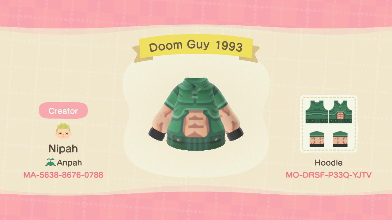 Animal Crossing Design Code: MO-DRSF-P33Q-YJTV Doom Guy 1993