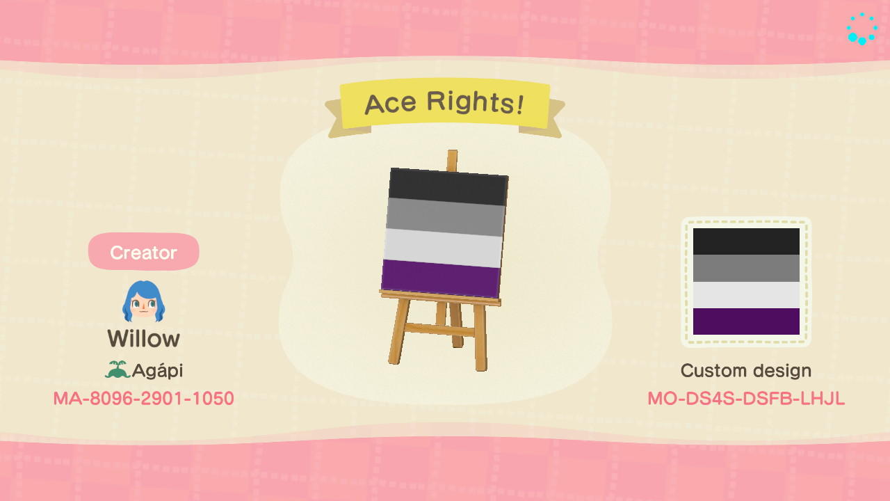 Animal Crossing Design Code: MO-DS4S-DSFB-LHJL Ace Rights!