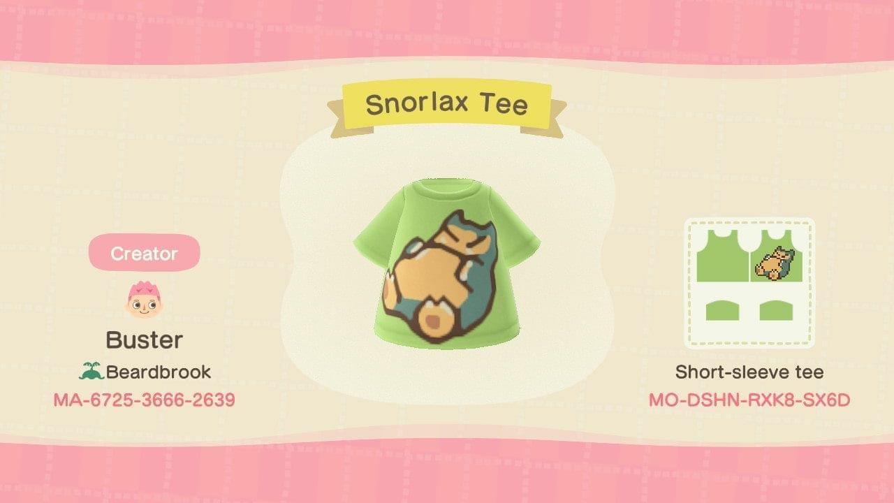 Animal Crossing Design Code: MO-DSHN-RXK8-SX6D Snorlax Tee