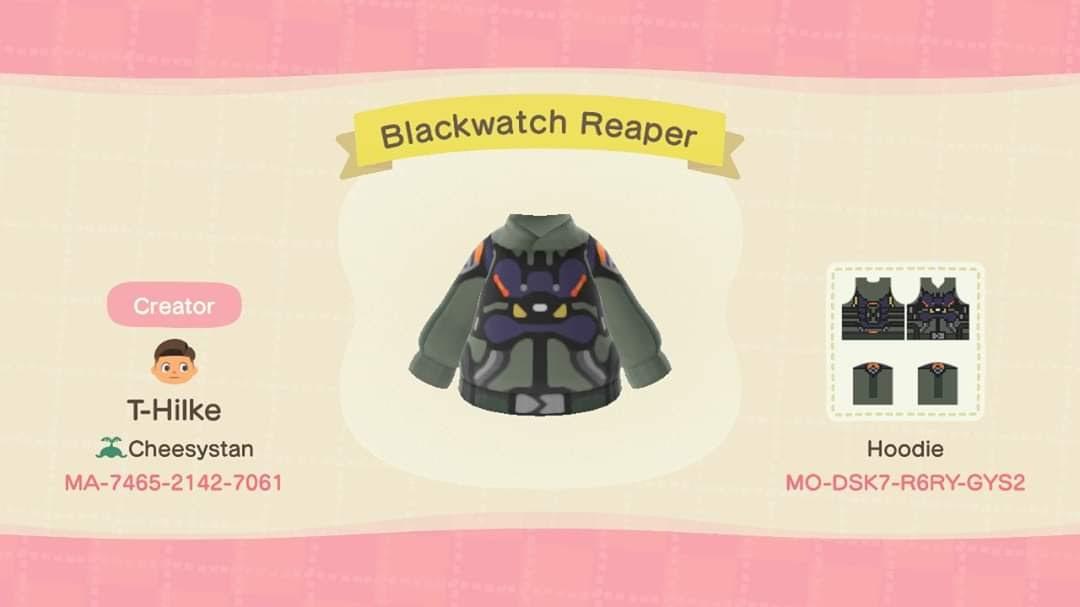 Animal Crossing Design Code: MO-DSK7-R6RY-GYS2 Blackwatch Reaper