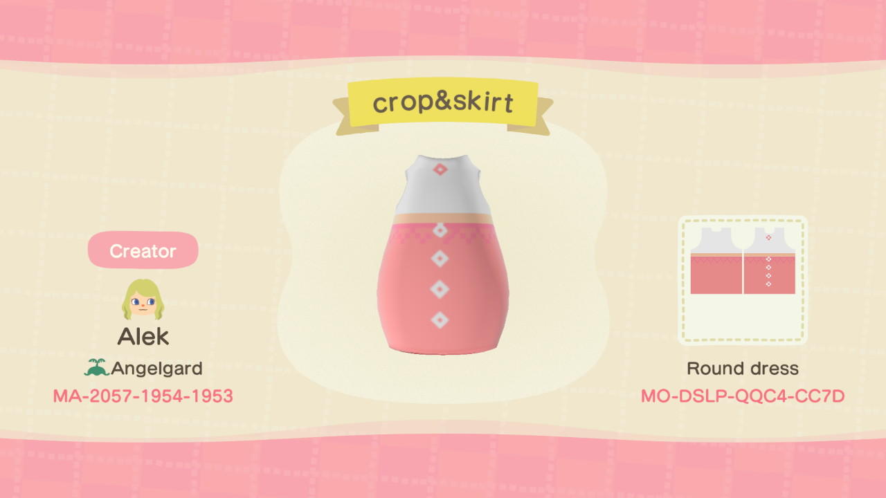 Animal Crossing Design Code: MO-DSLP-QQC4-CC7D crop&skirt