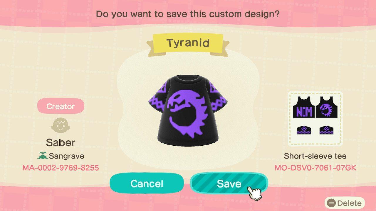 Animal Crossing Design Code: MO-DSV0-7061-07GK Tyranids