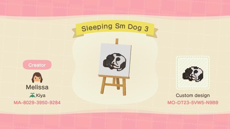 Animal Crossing Design Code: MO-DT23-5VW5-N9B9 Sleeping SM Dog 3