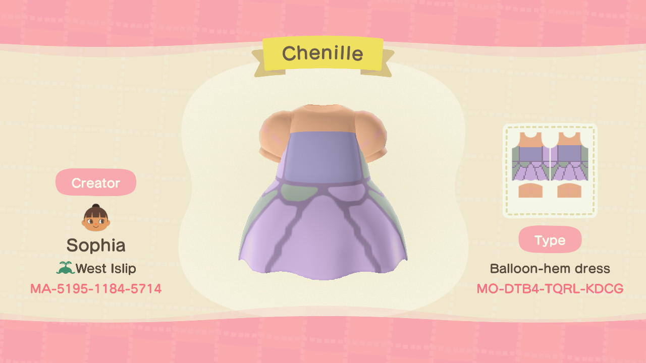 Animal Crossing Design Code: MO-DTB4-TQRL-KDCG Chenille