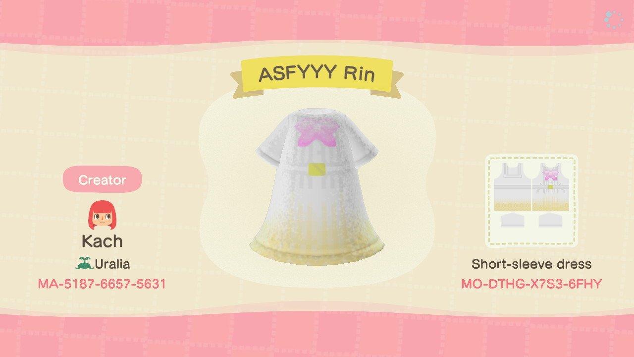 Animal Crossing Design Code: MO-DTHG-X7S3-6FHY ASFYYY Rin