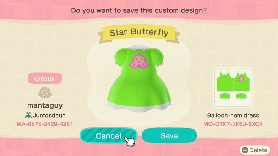 Animal Crossing Design Code: MO-DTK7-3K6J-5XQ4 Star Butterfly