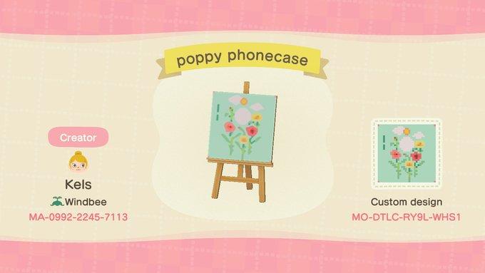 Animal Crossing Design Code: MO-DTLC-RY9L-WHS1 poppy phonecase