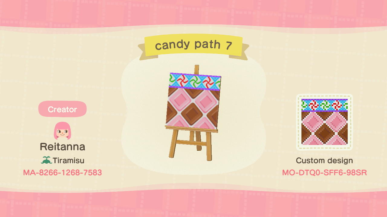 Animal Crossing Design Code: MO-DTQ0-SFF6-98SR candy path 7