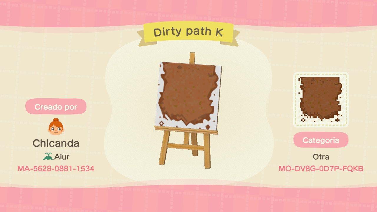 Animal Crossing Design Code: MO-DV8G-0D7P-FQKB Dirty path K
