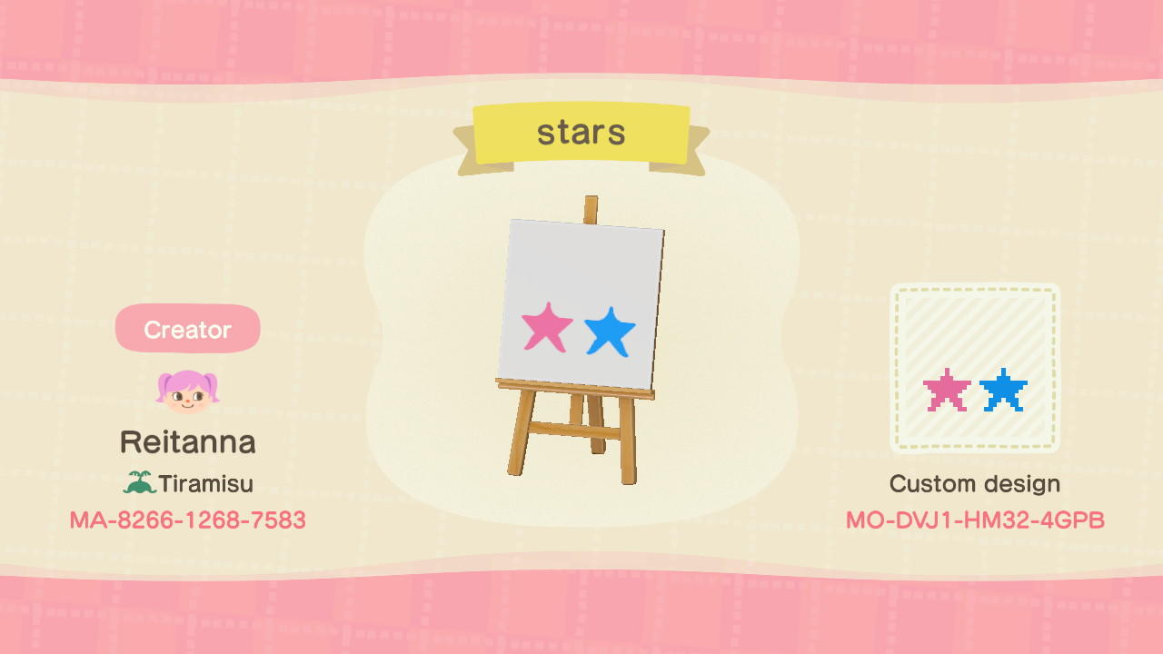 Animal Crossing Design Code: MO-DVJ1-HM32-4GPB Cheek Stars