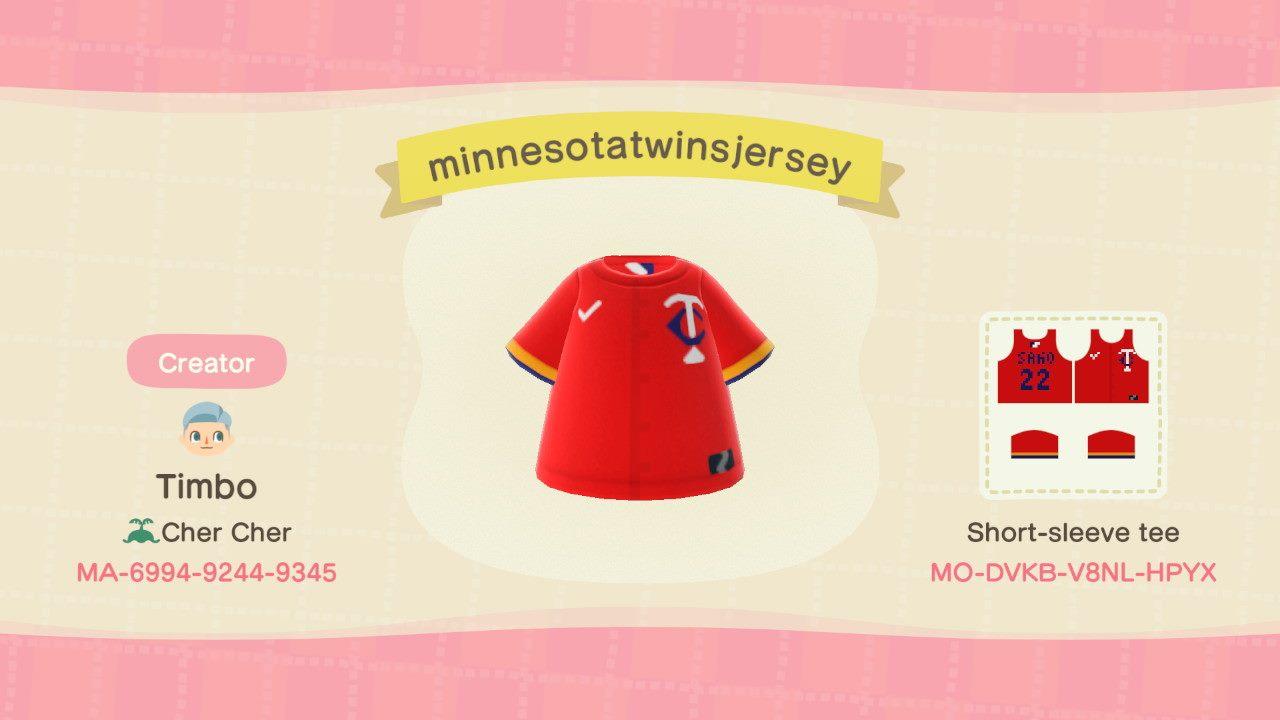 Animal Crossing Design Code: MO-DVKB-V8NL-HPYX MN TWINS JERSEY RED