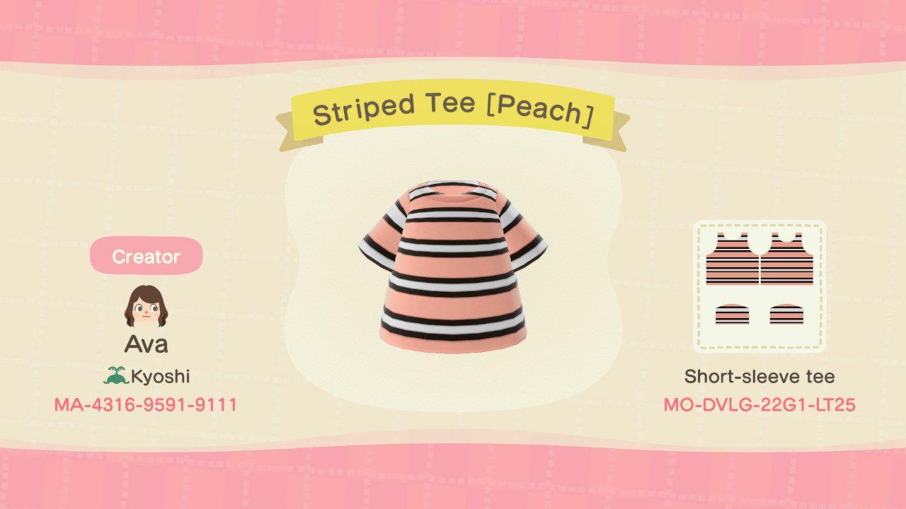 Animal Crossing Design Code: MO-DVLG-22G1-LT25 Striped Tee [Peach]