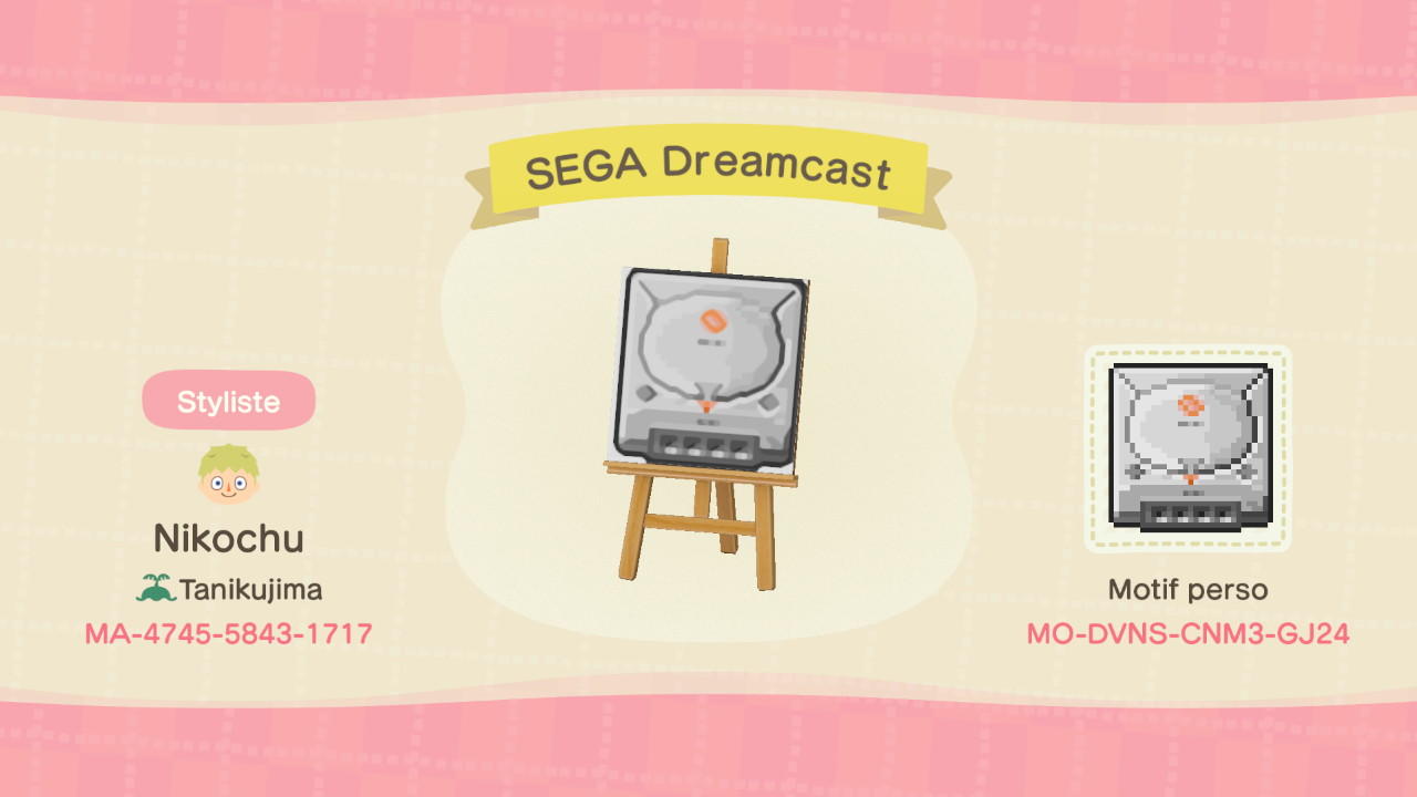 Animal Crossing Design Code: MO-DVNS-CNM3-GJ24 SEGA Dreamcast Conso