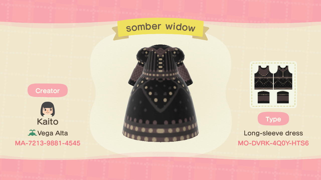 Animal Crossing Design Code: MO-DVRK-4Q0Y-HTS6 somber widow