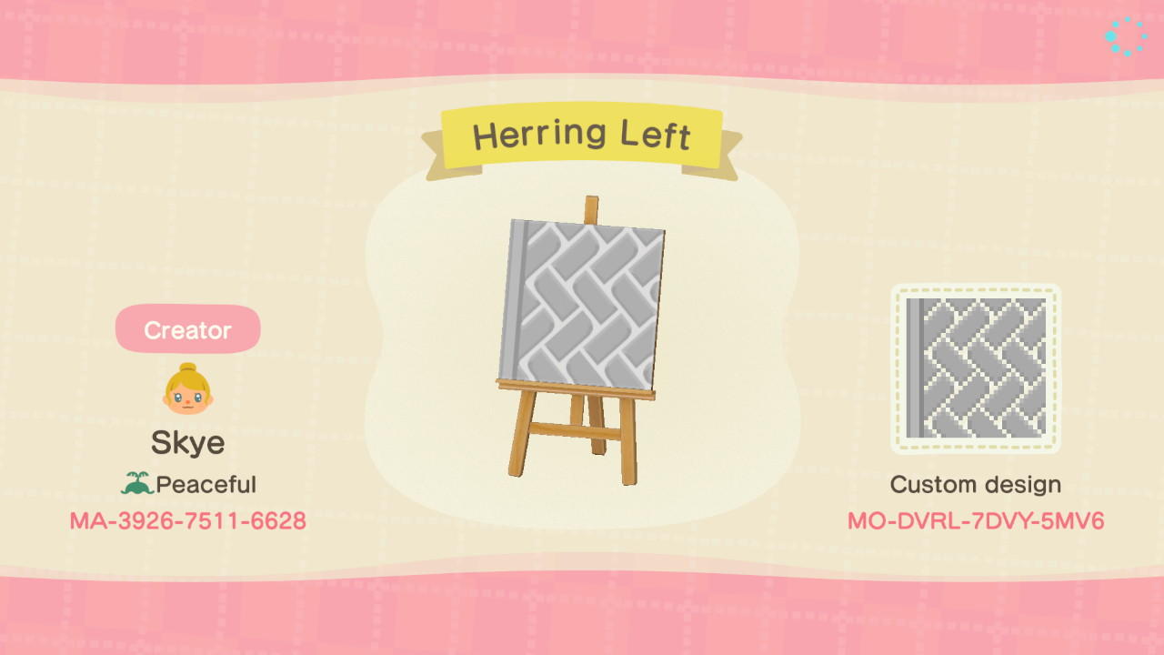 Animal Crossing Design Code: MO-DVRL-7DVY-5MV6 Herringbone path L