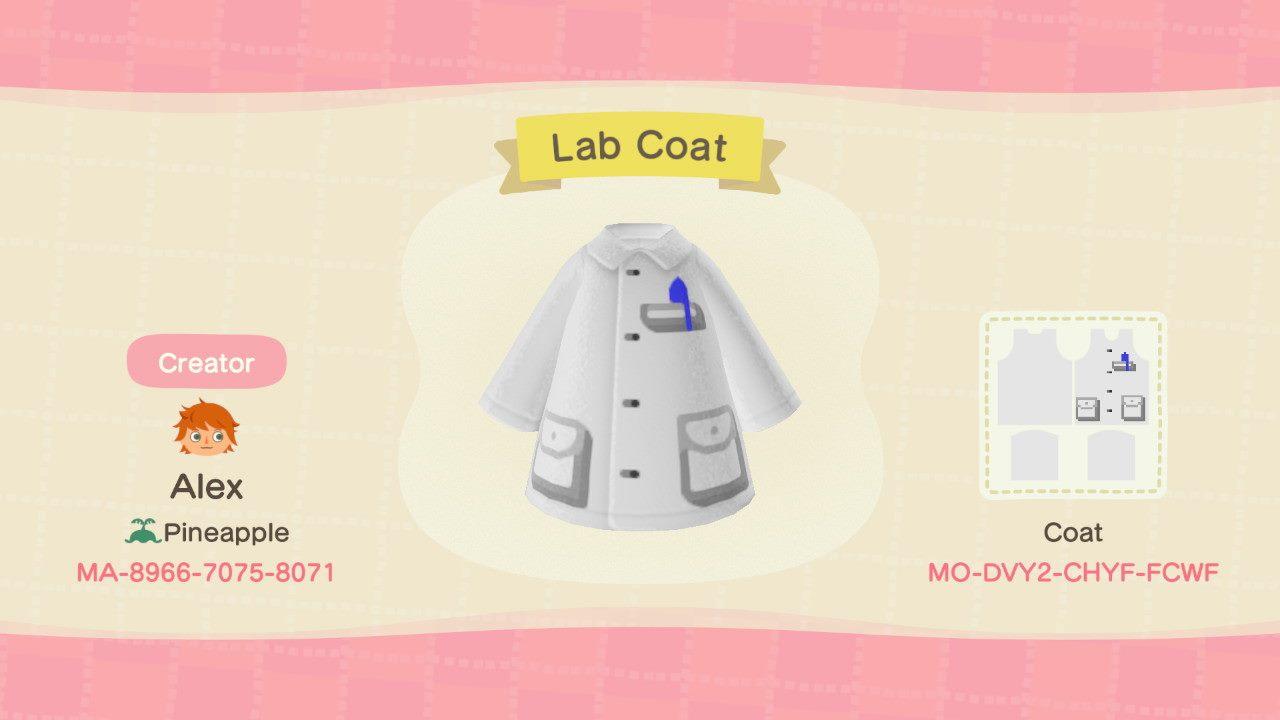 Animal Crossing Design Code: MO-DVY2-CHYF-FCWF Lab Coat