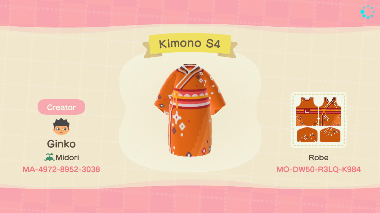 Animal Crossing Design Code: MO-DW50-R3LQ-K984 Kimono S4