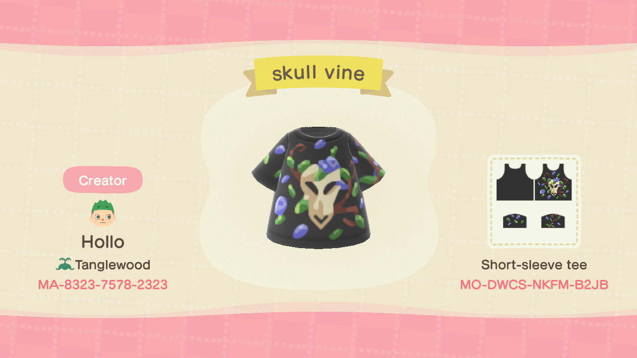 Animal Crossing Design Code: MO-DWCS-NKFM-B2JB Skull & Vine