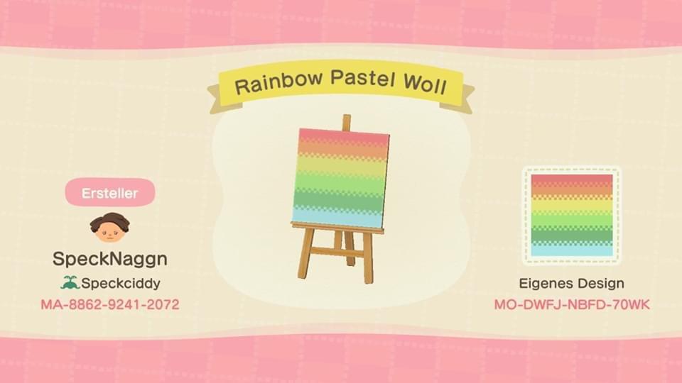 Animal Crossing Design Code: MO-DWFJ-NBFD-70WK Rainbow Pastel Woll