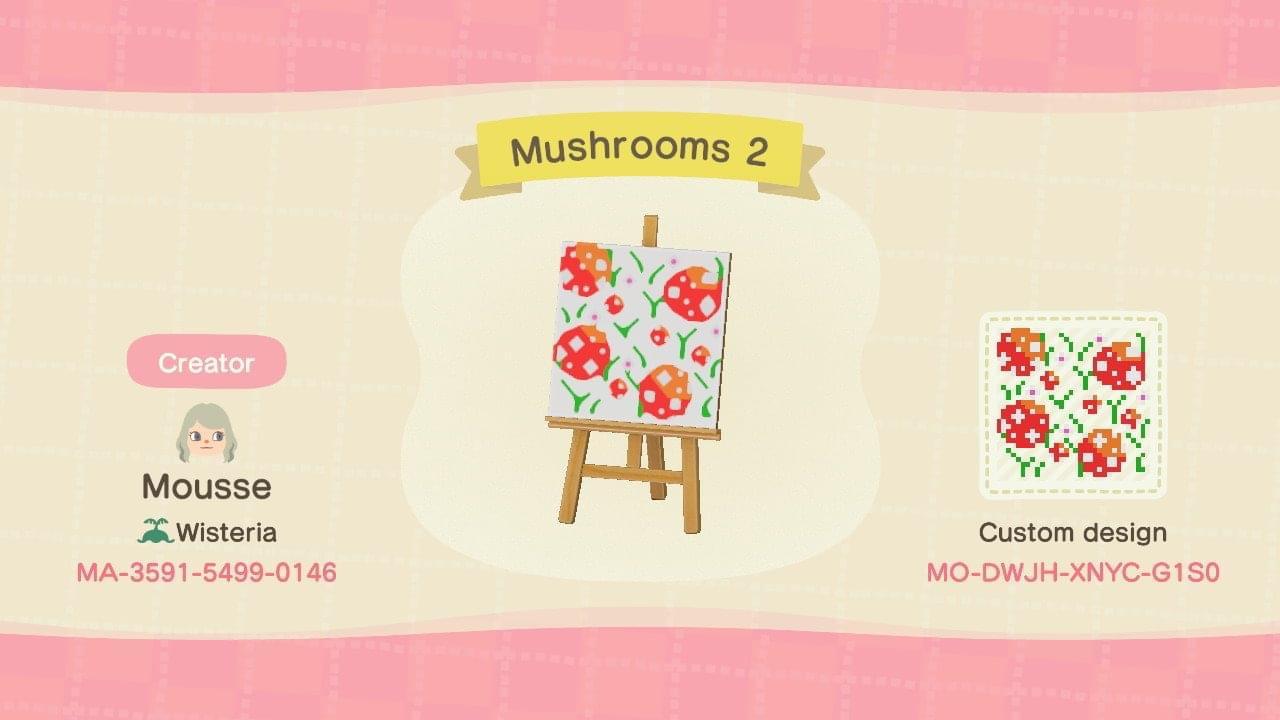 Animal Crossing Design Code: MO-DWJH-XNYC-G1S0 Mushrooms 2