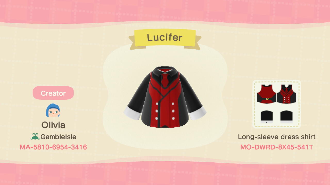 Animal Crossing Design Code: MO-DWRD-8X45-541T Lucifer