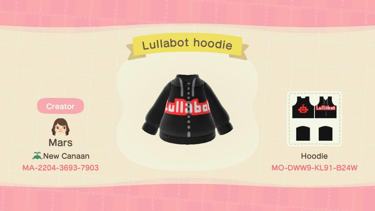 Animal Crossing Design Code: MO-DWW9-KL91-B24W Lullabot Hoodie