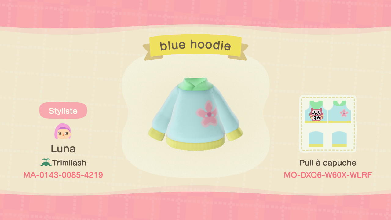 Animal Crossing Design Code: MO-DXQ6-W60X-WLRF Sakura hoodie