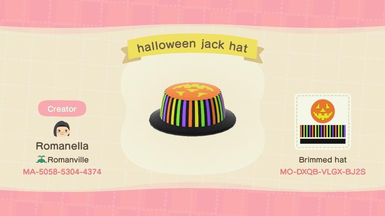 Animal Crossing Design Code: MO-DXQB-VLGX-BJ2S Halloween Jack Hat