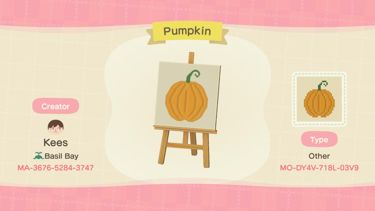 Animal Crossing Design Code: MO-DY4V-718L-03V9 Pumpkin