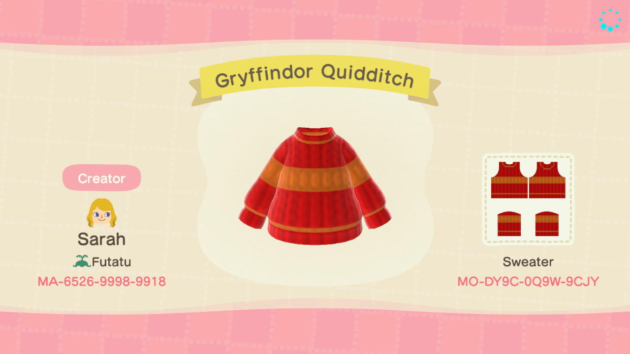 Animal Crossing Design Code: MO-DY9C-0Q9W-9CJY Gryffindor Quidditch