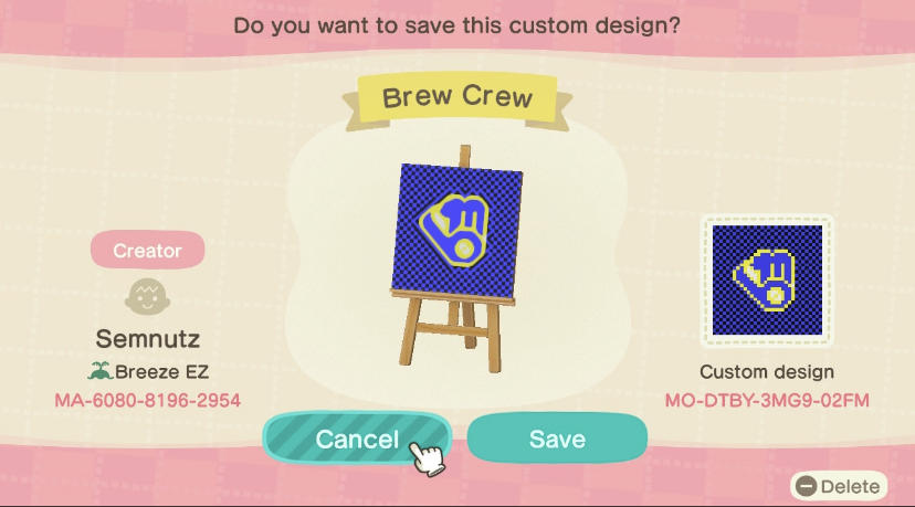 Animal Crossing Design Code: MO-DYBY-3MG9-02FM Brew Crew