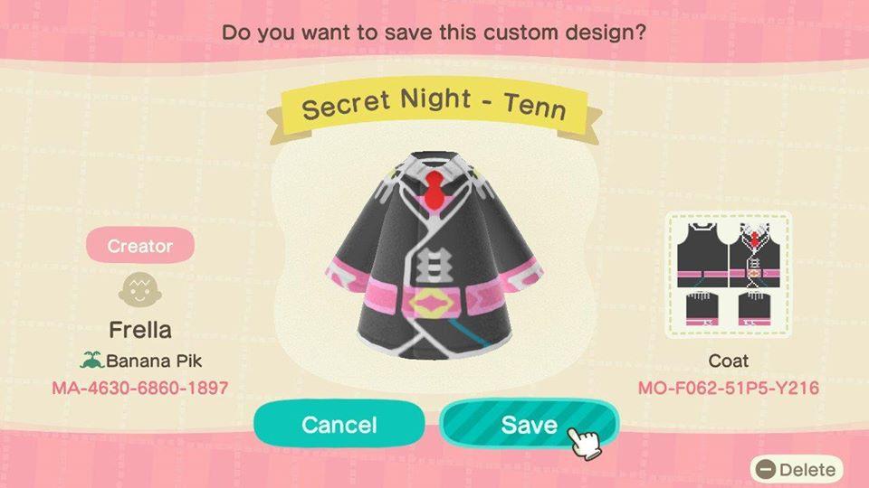 Animal Crossing Design Code: MO-F062-51P5-Y216 Secret Night - Tenn