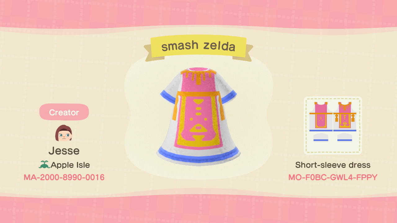 Animal Crossing Design Code: MO-F0BC-GWL4-FPPY smash zelda