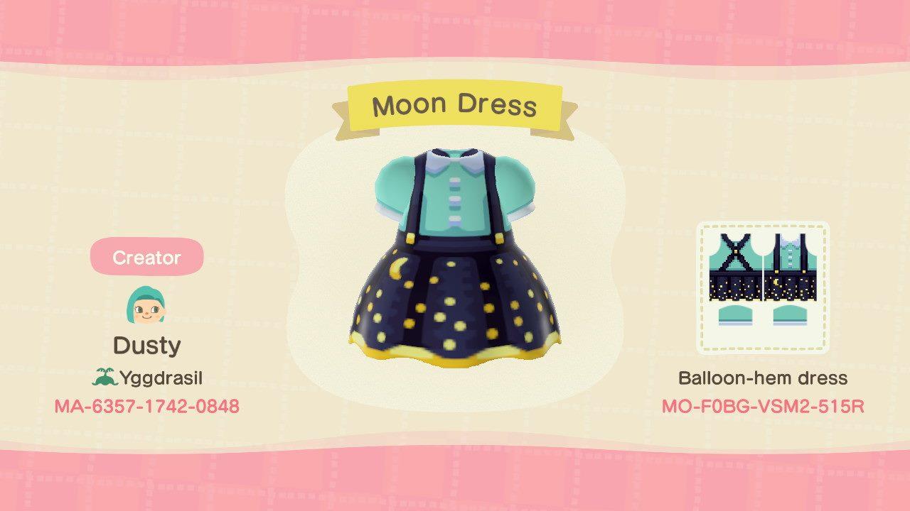 Animal Crossing Design Code: MO-F0BG-VSM2-515R Moon Dress