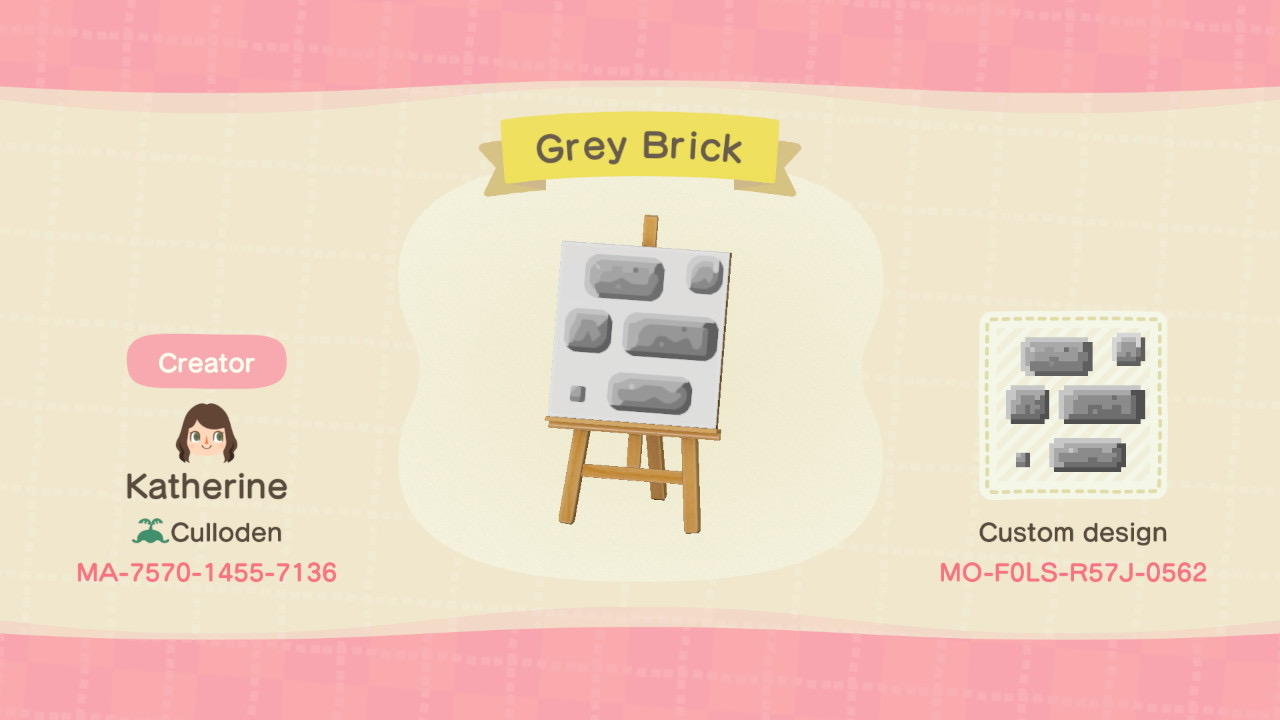 Animal Crossing Design Code: MO-F0LS-R57J-0562 Grey Brick