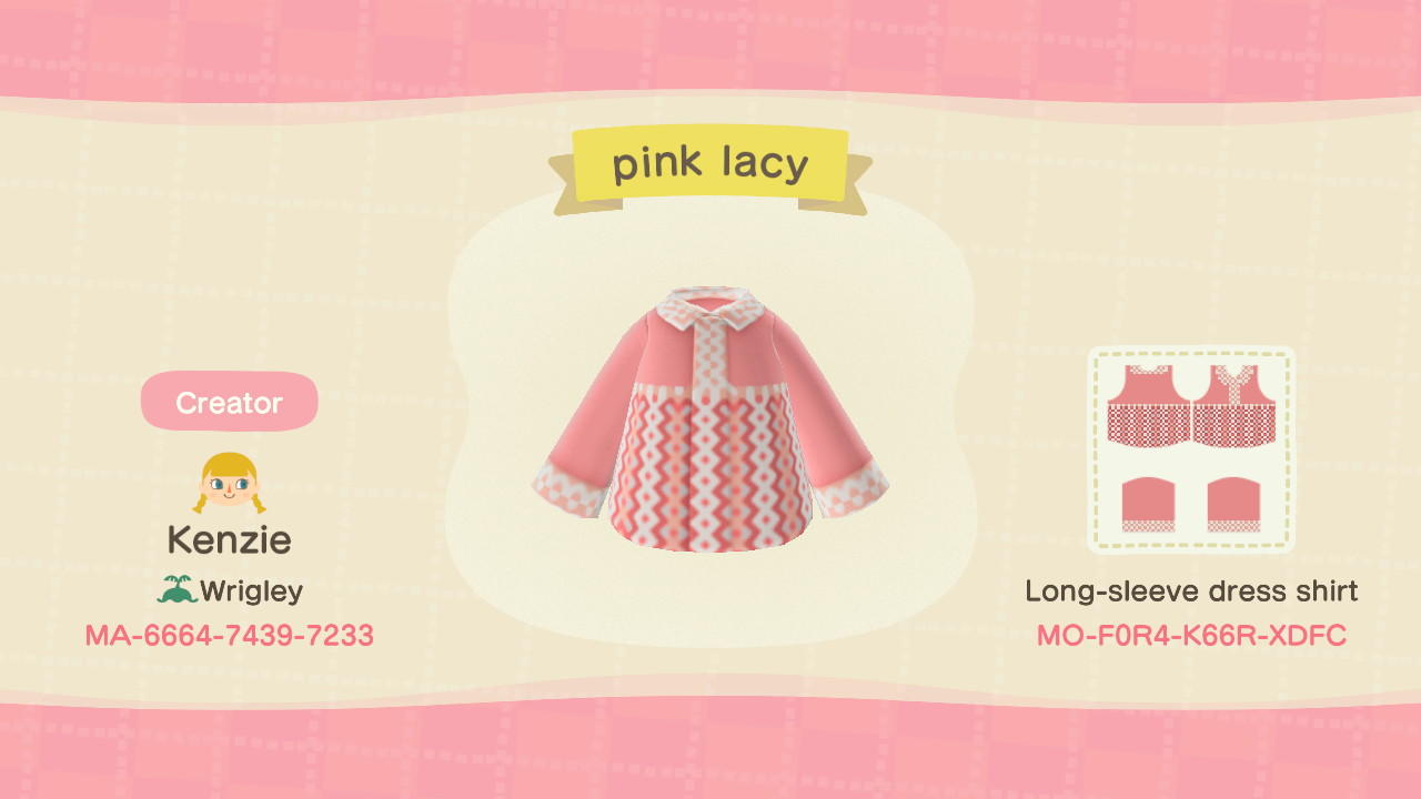Animal Crossing Design Code: MO-F0R4-K66R-XDFC pink lacy