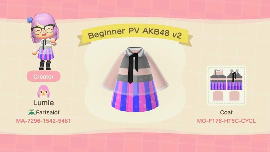 Animal Crossing Design Code: MO-F176-HT5C-CYCL Beginner PV AKB48 v2