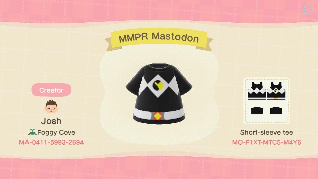 Animal Crossing Design Code: MO-F1XT-MTC5-M4Y6 MMPR Mastodon