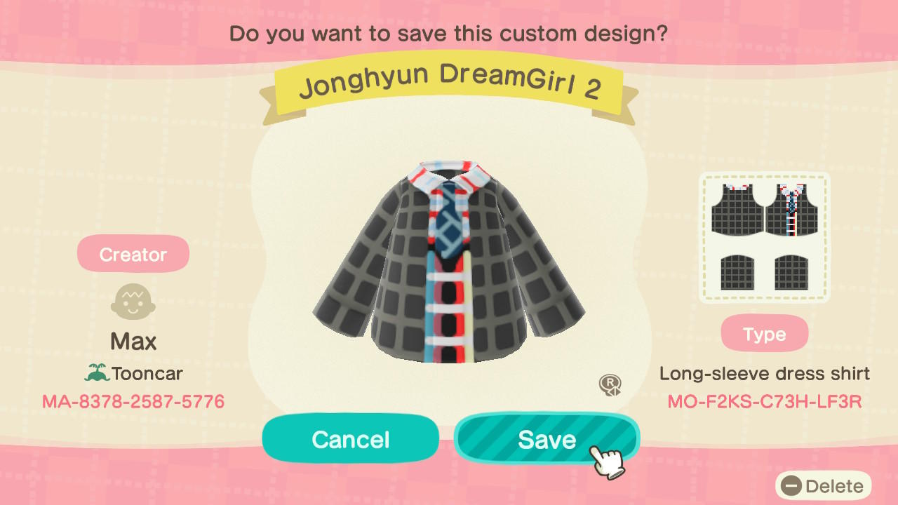 Animal Crossing Design Code: MO-F2KS-C73H-LF3R SHINee Jonghyun DG2