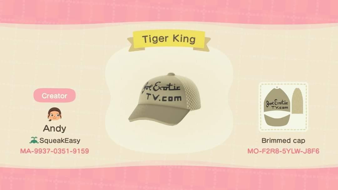 Animal Crossing Design Code: MO-F2R8-5YLW-J8F6 Tiger King