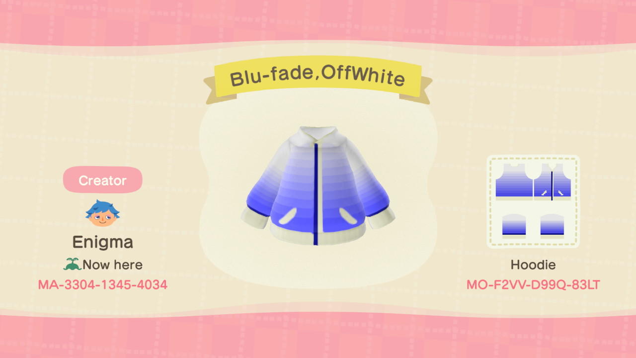 Animal Crossing Design Code: MO-F2VV-D99Q-83LT Blu-fade,OffWhite